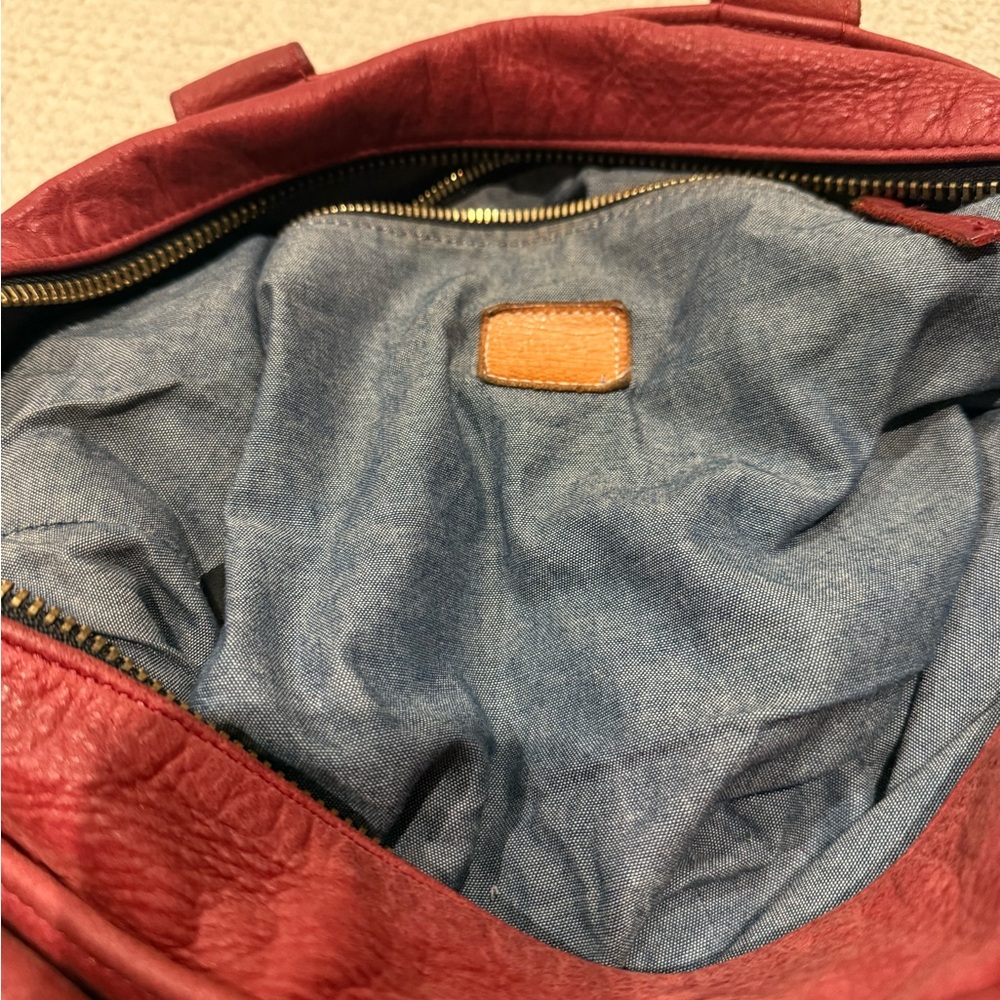 Clare V Deep Red Leather Messenger Bag - Picture 7 of 9